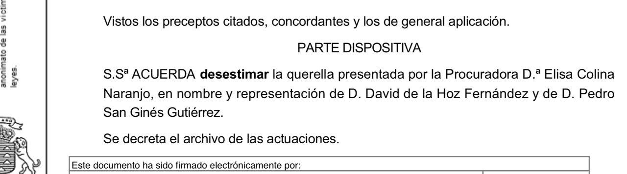 Parte resolutiva del auto del Juzgado Parte resolutiva del auto del Juzgado