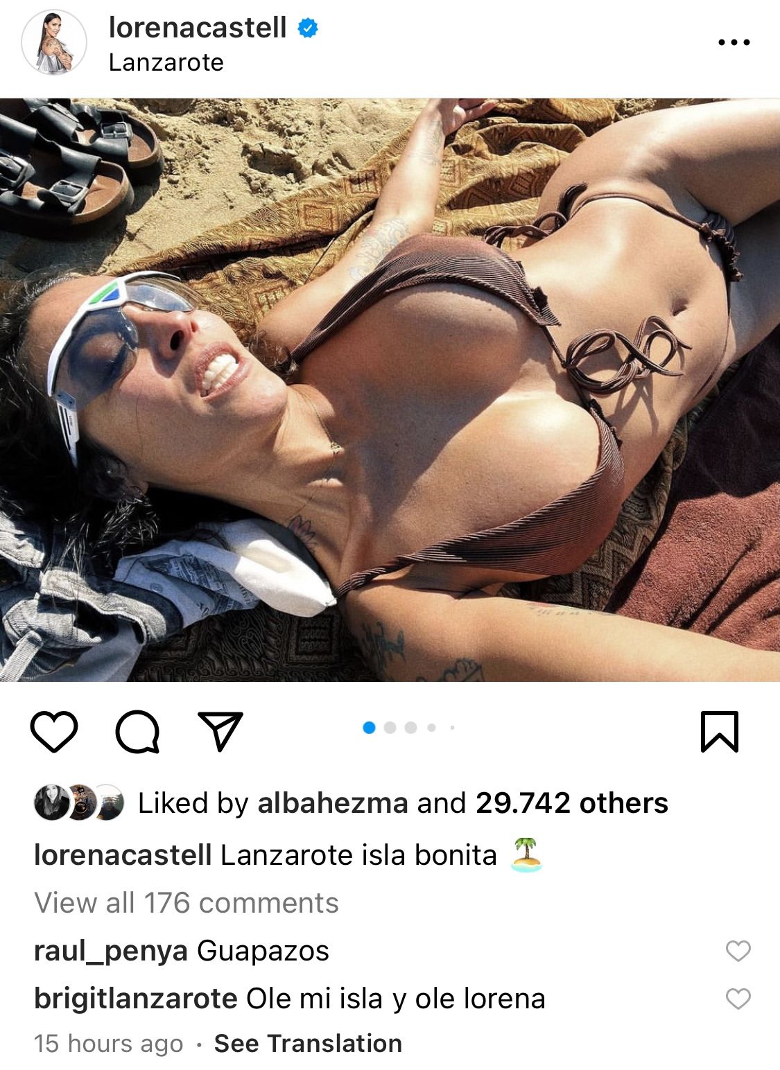 Lorena Castell, de vacaciones en Lanzarote