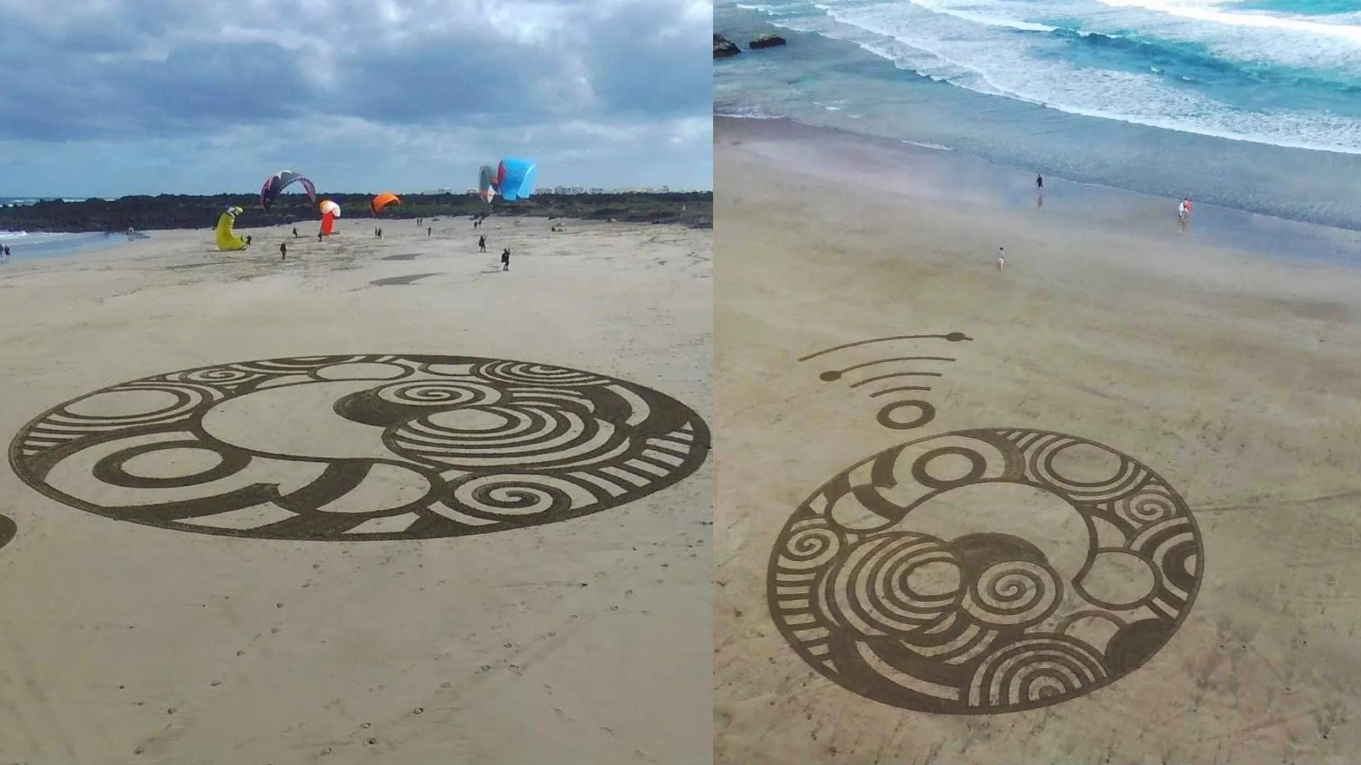 Obra del artista Simón Turner en la playa de La Cantería