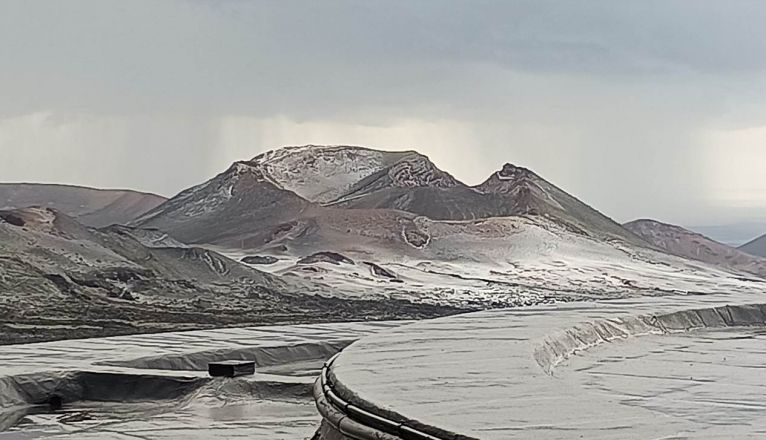 Imagen del Timanfaya granizado