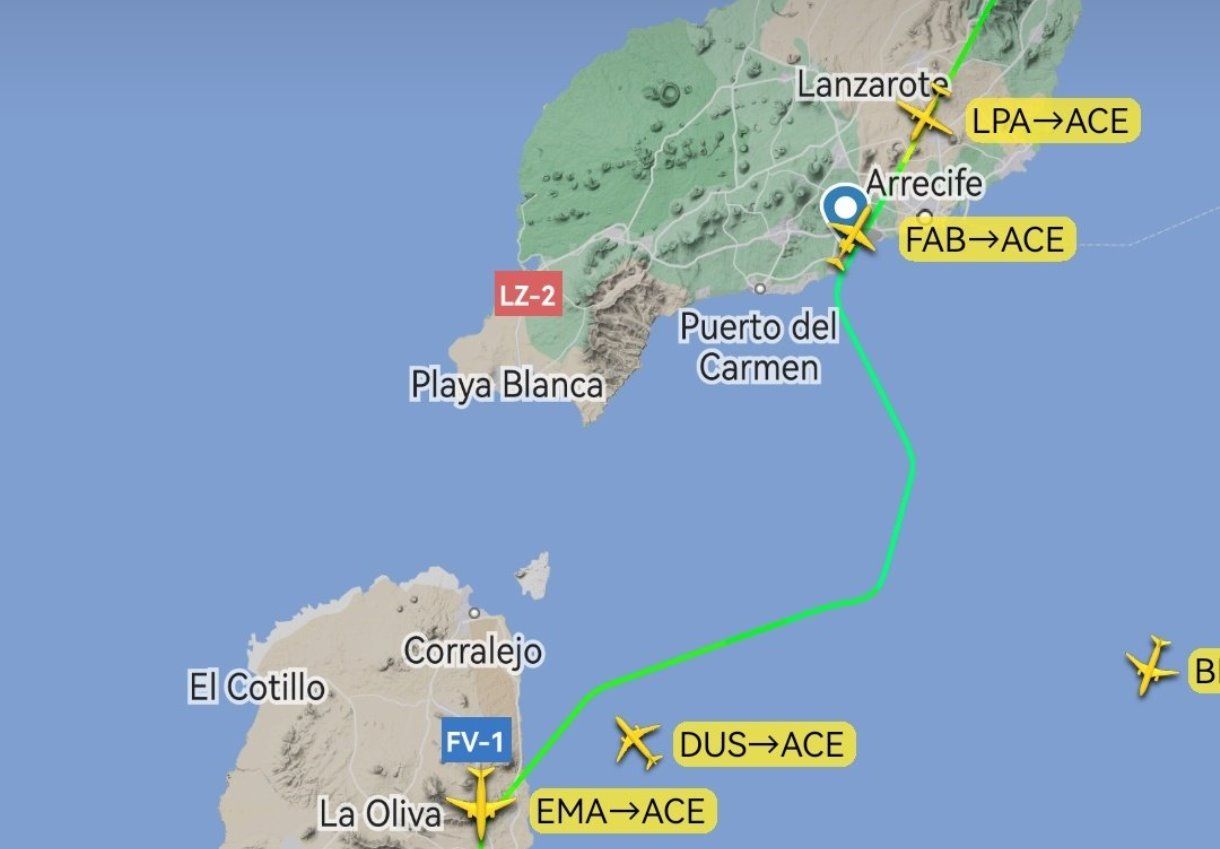 Desvío de aviones a Fuerteventura