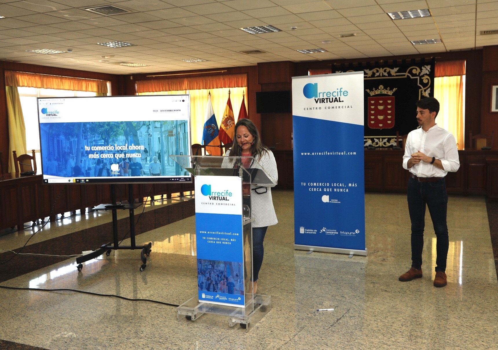 La consejera de Comercio del Cabildo de Lanzarote, Carmen Guadalupe en la presentación de ‘ArrecifeVirtual’