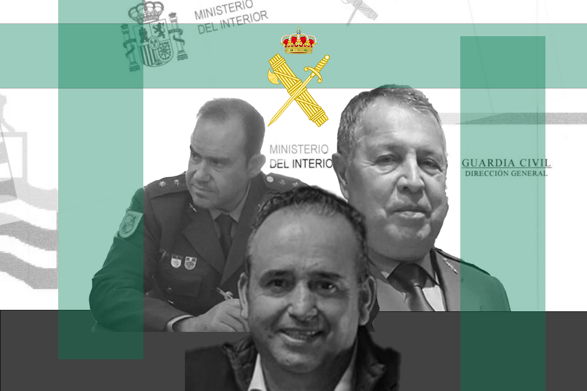El empresario Ángel Ramón Tejera (c), el teniente coronel Carlos Alonso Rodríguez (i) y teniente general de la Guardia Civil Pedro Vázquez Jarava (d)