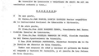 Extracto del documento fundacional del centro asociado de la UNED en Lanzarote2