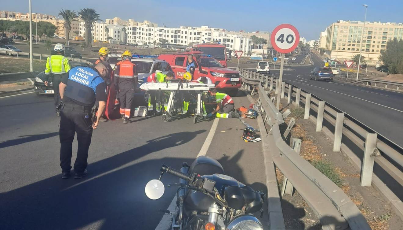 Accidente de moto en la Circunvalación de Arrecife 