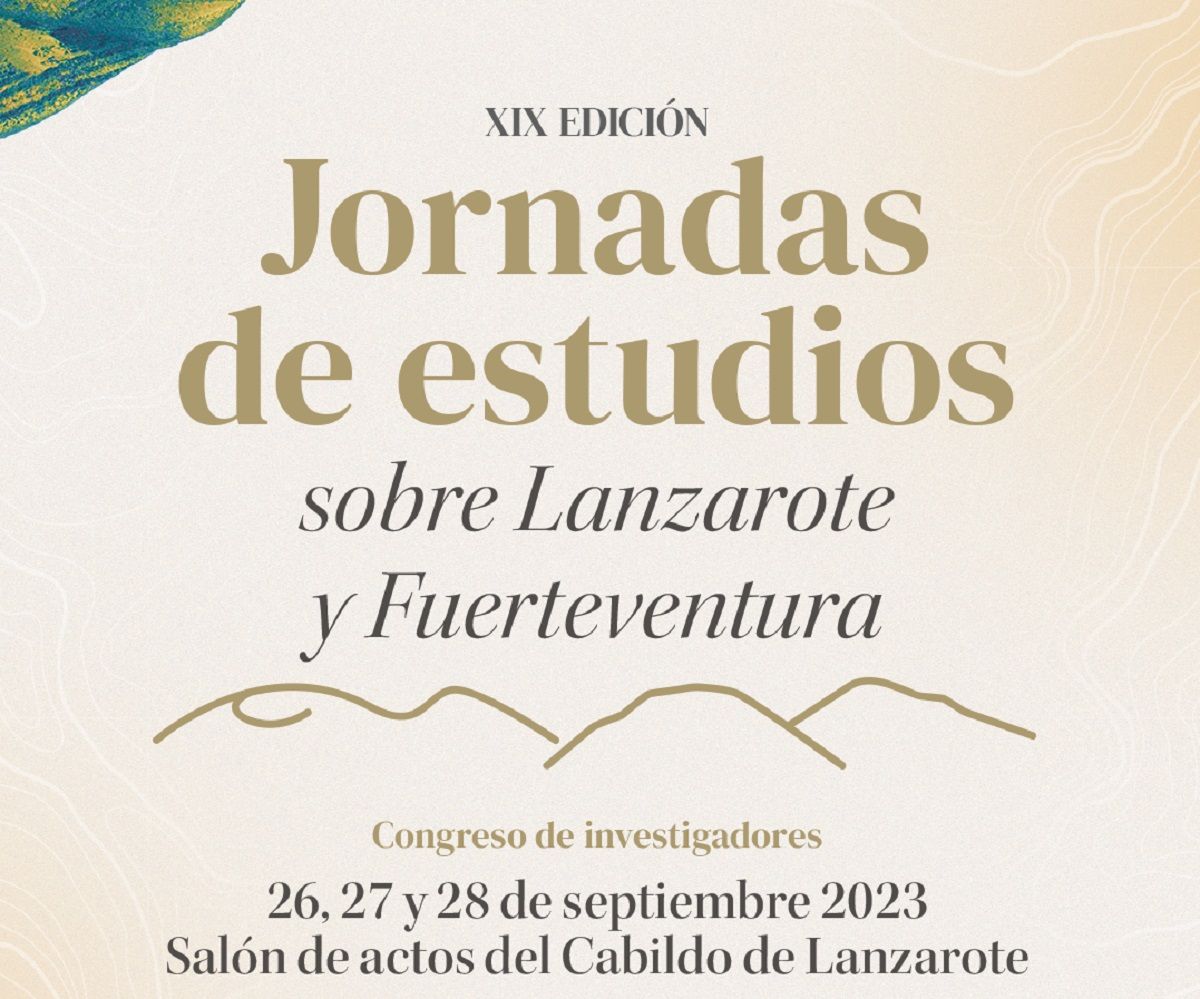 Cartel de Jornadas de Estudios sobre Lanzarote y Fuerteventura.