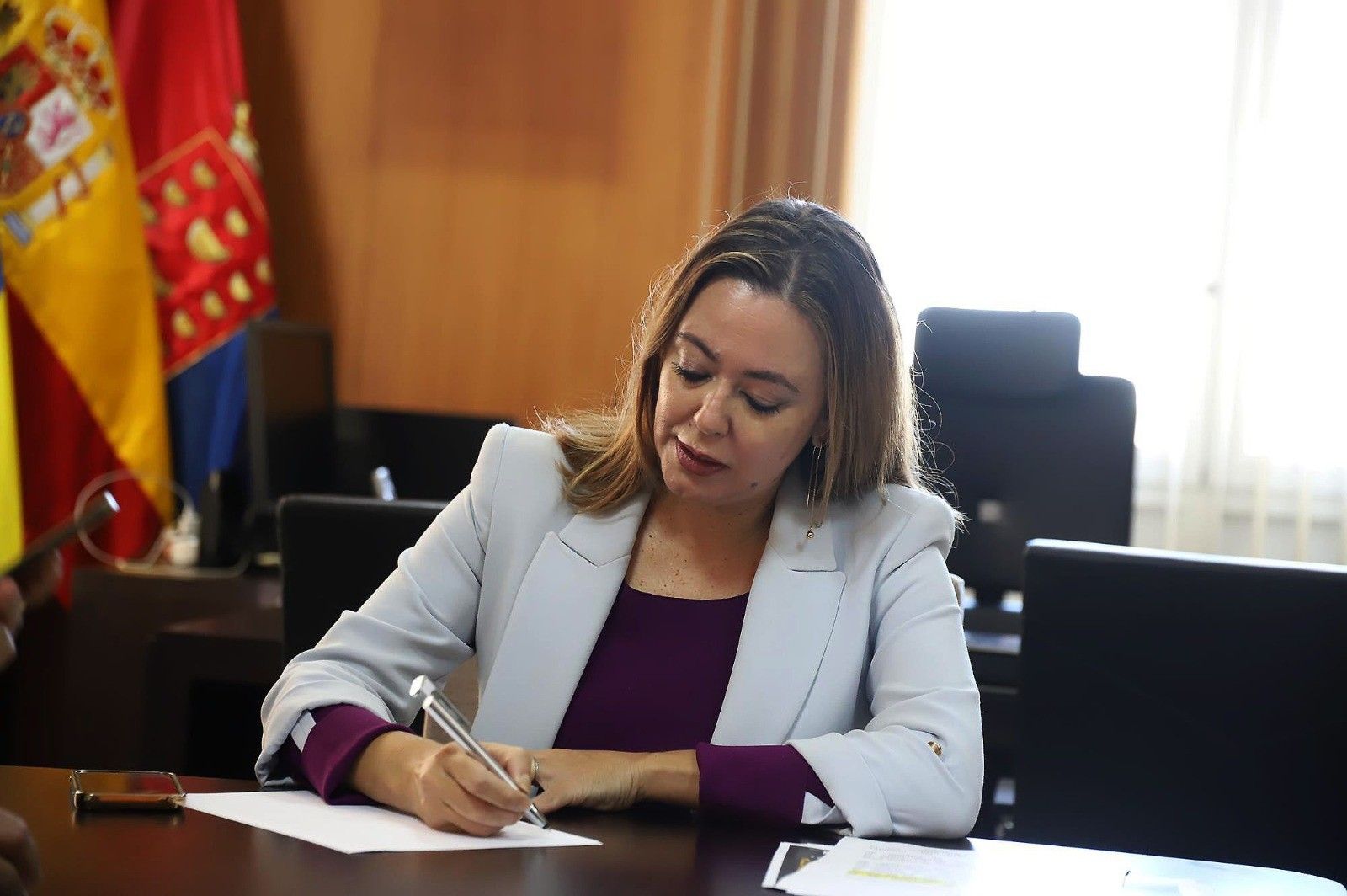 María Dolores Corujo, en el Cabildo de Lanzarote