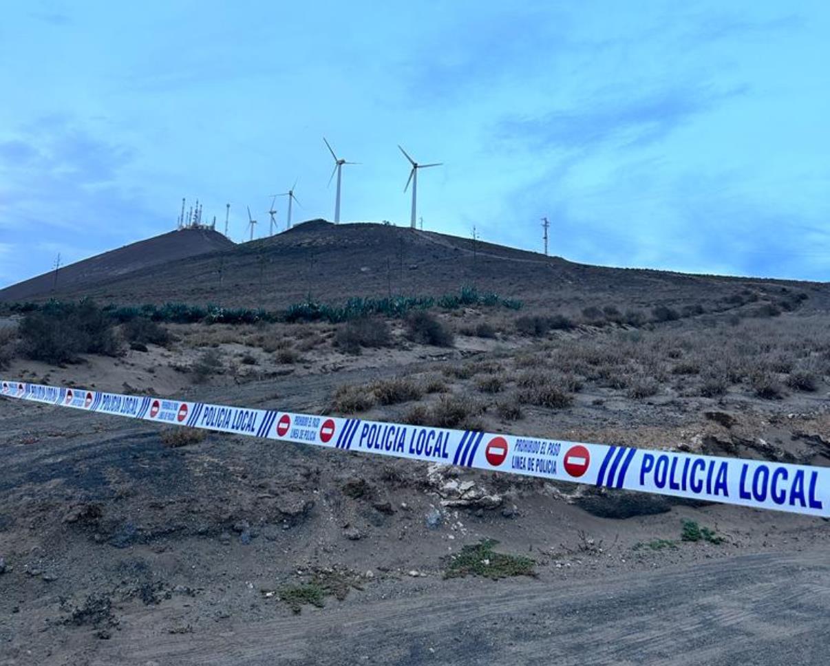 Zona balizada por la Policía Local de San Bartolomé