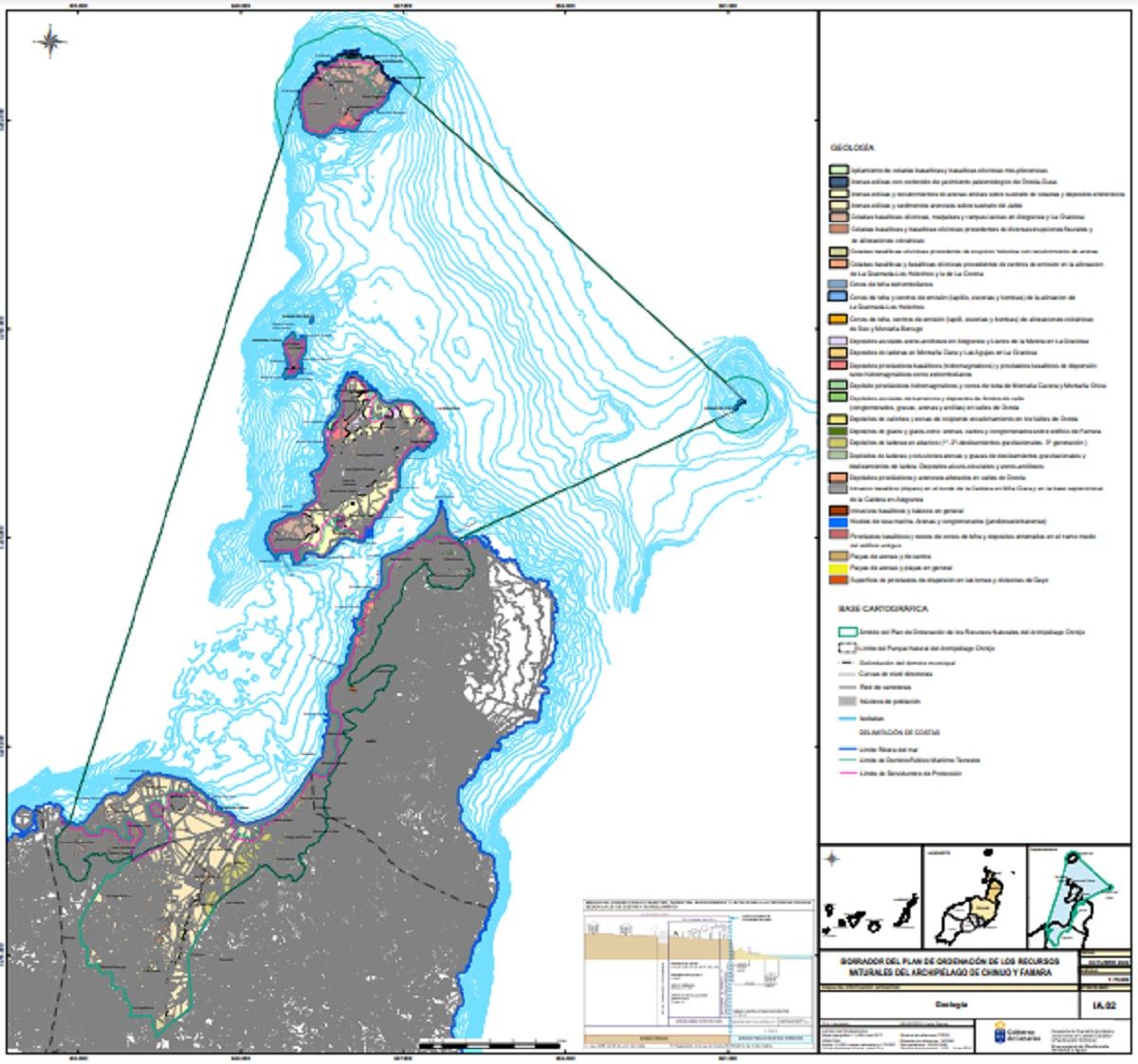 Cartografía de los espacios del Plan de Ordenación de los Recursos Naturales del Archipiélago Chinijo y Famara