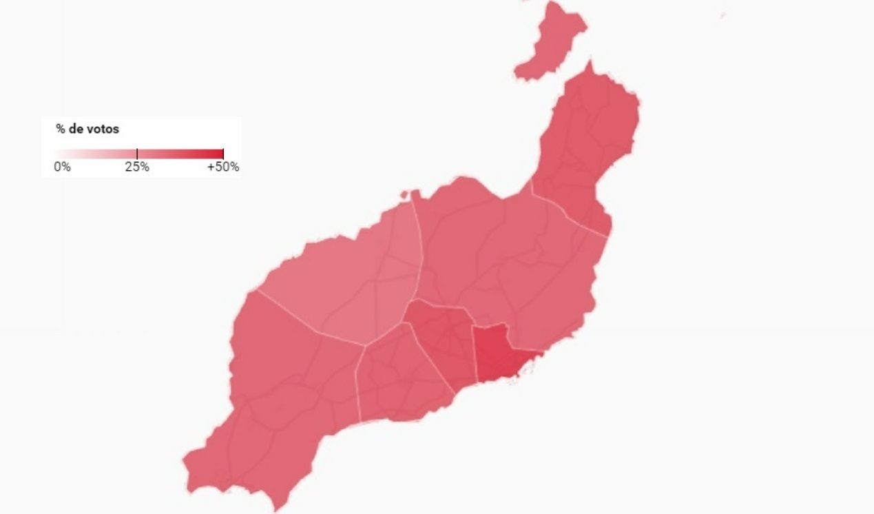 Todos los municipio apoyaron mayoritariamente al PSOE en las elecciones generales, sobre todo en Arrecife. Imagen rtve.