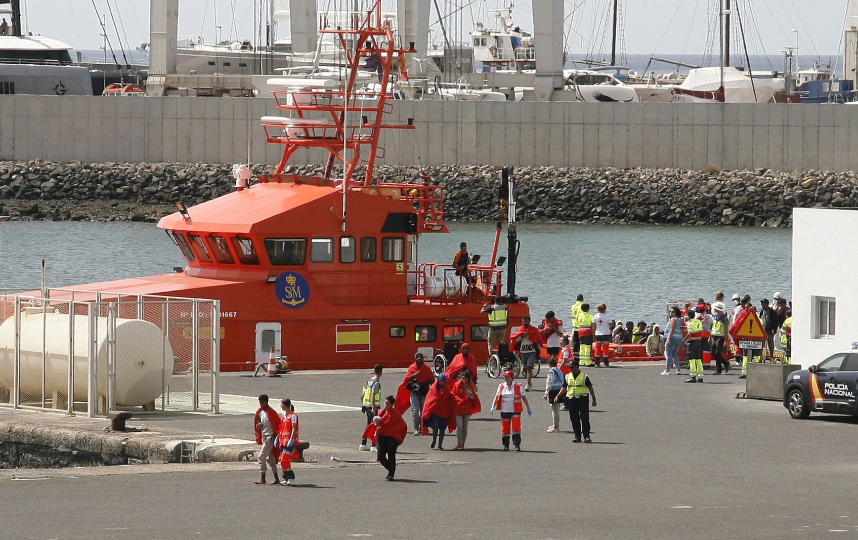Arrival of the Salvamar to the port of Arrecife this Tuesday. Photo: José Luis Carrasco.
