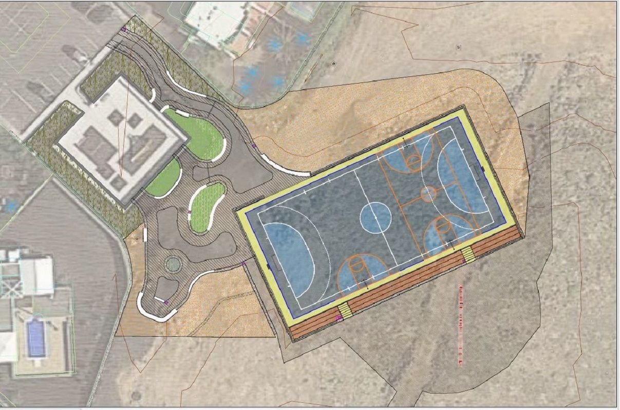 Infografía del proyecto de la cancha deportiva de Pechiguera en Yaiza