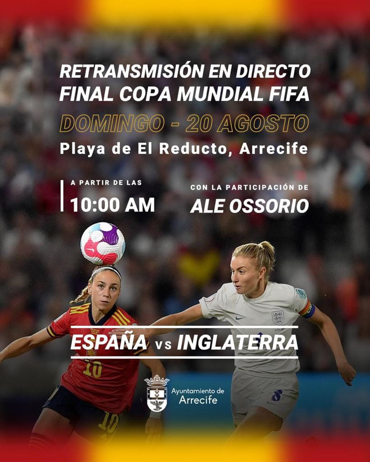 Cartel de la final del mundial de fútbol femenino que se podrá disfrutar en las Fiestas de San Ginés este domingo.