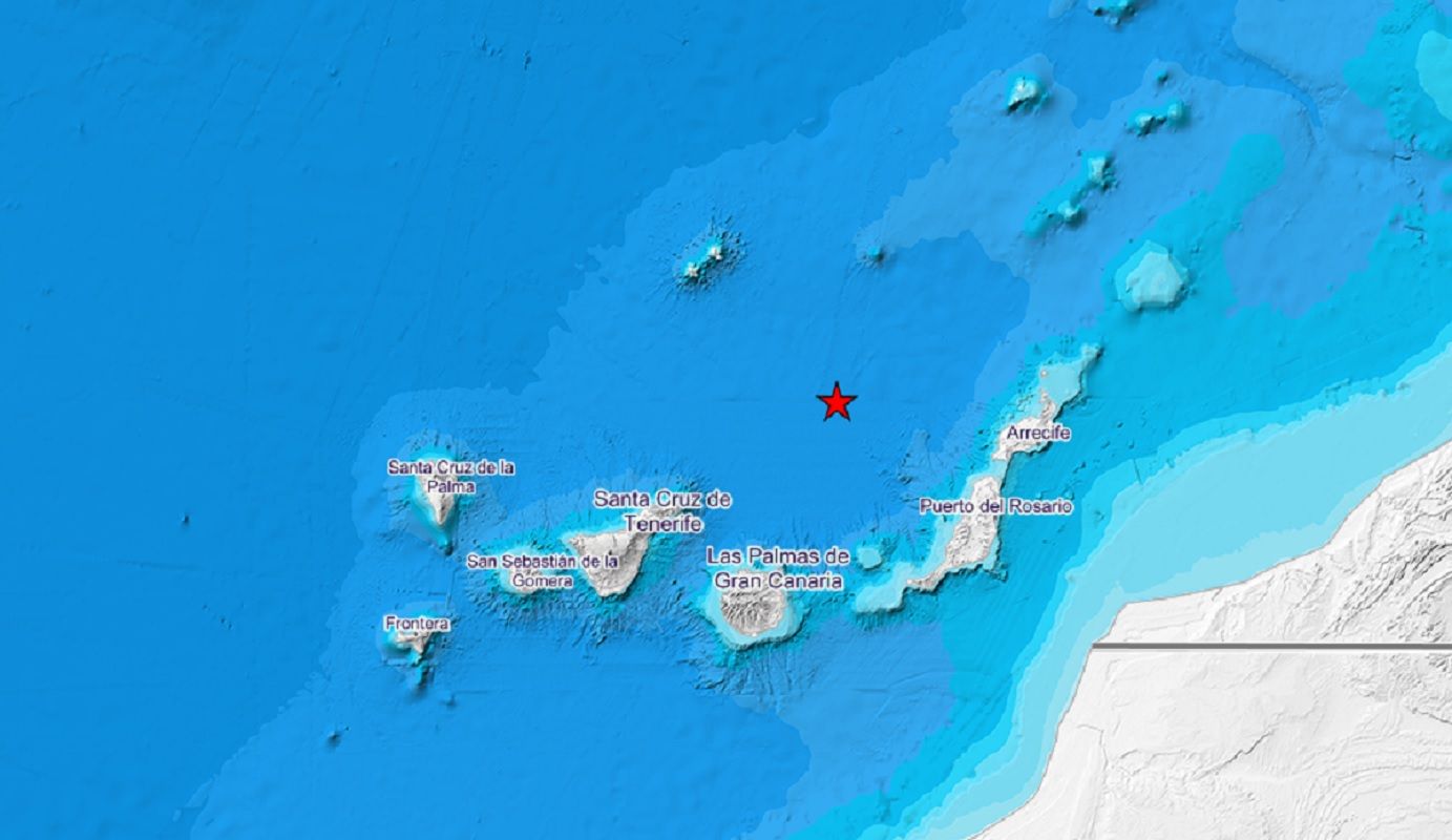 Terremoto detectado este lunes al oeste de Lanzarote. Foto: Instituto Geográfico Nacional.