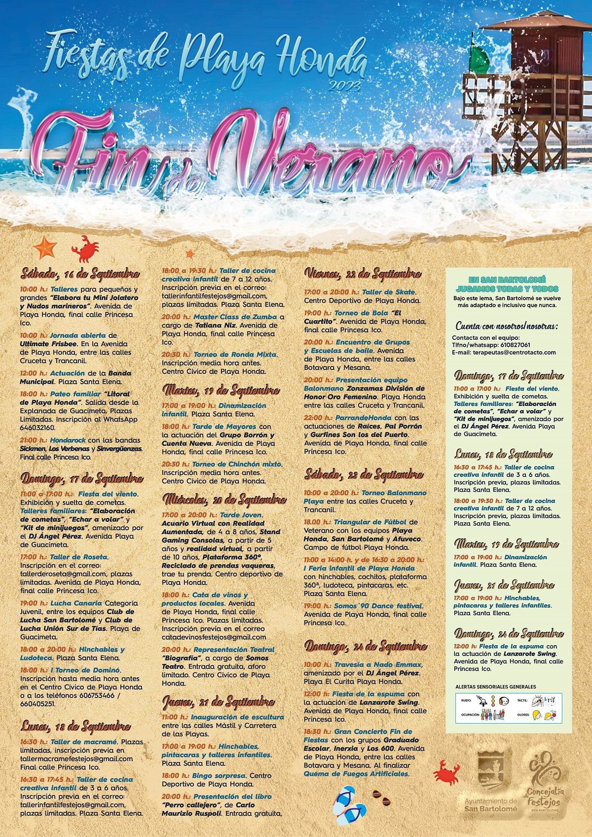 Cartel de fiestas en Playa honda