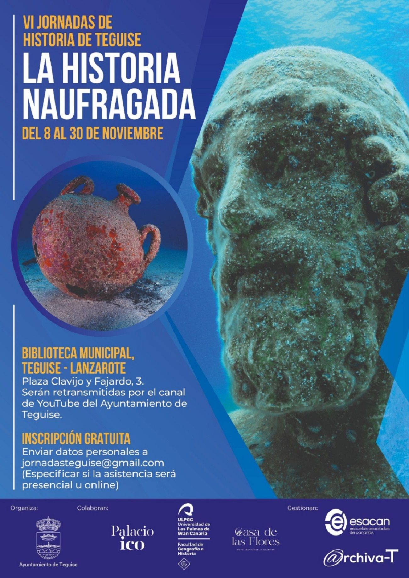 Cartel de las  'VI Jornadas de Historia' dedicadas a la Arqueología Subacuática