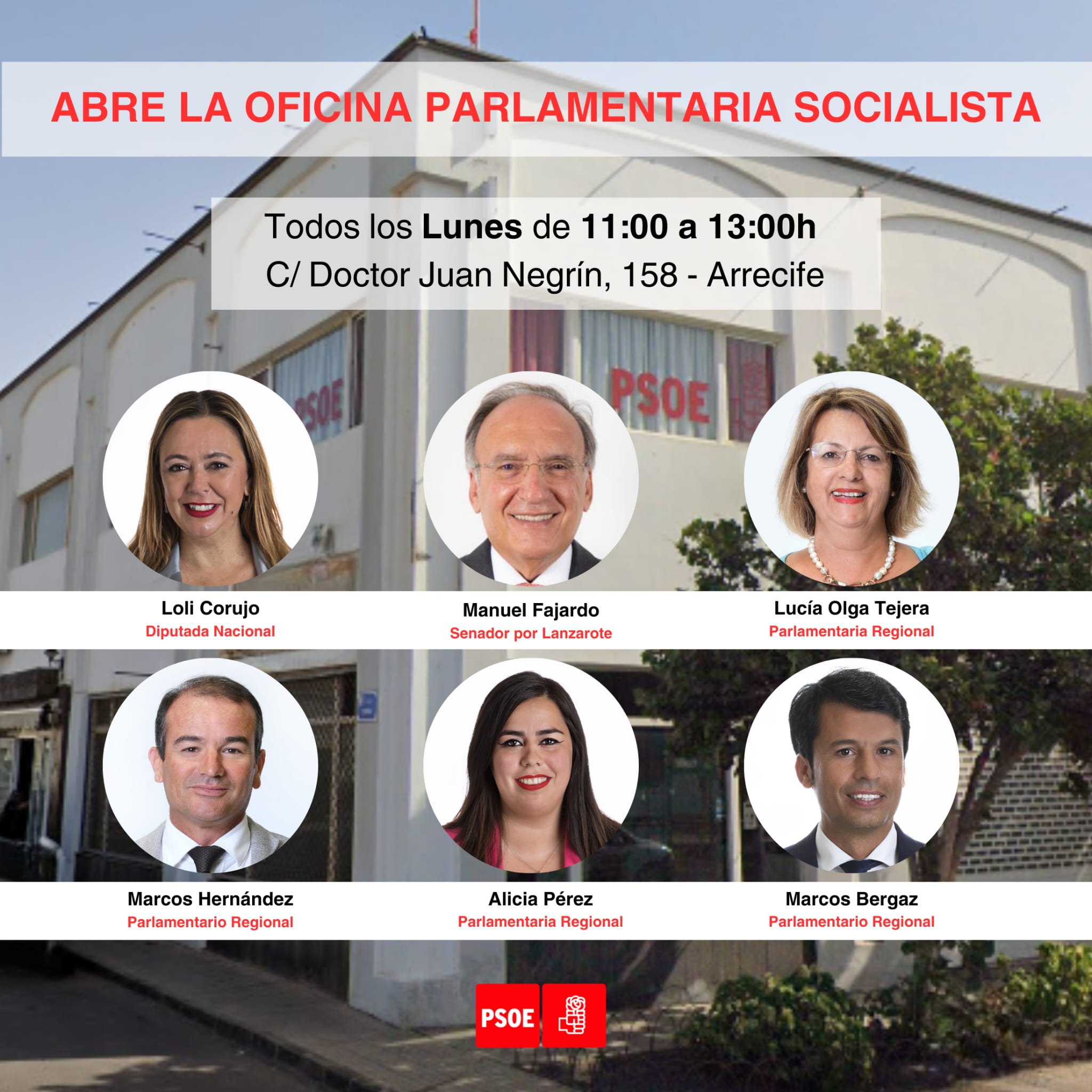 El PSOE de Lanzarote reabre su oficina parlamentaria y facilita así las consultas de la ciudadanía. Foto: PSOE. 