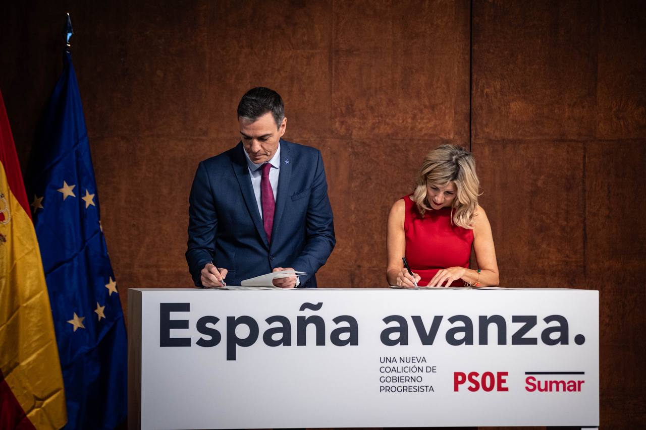 Presentación del pacto entre el PSOE y Sumar