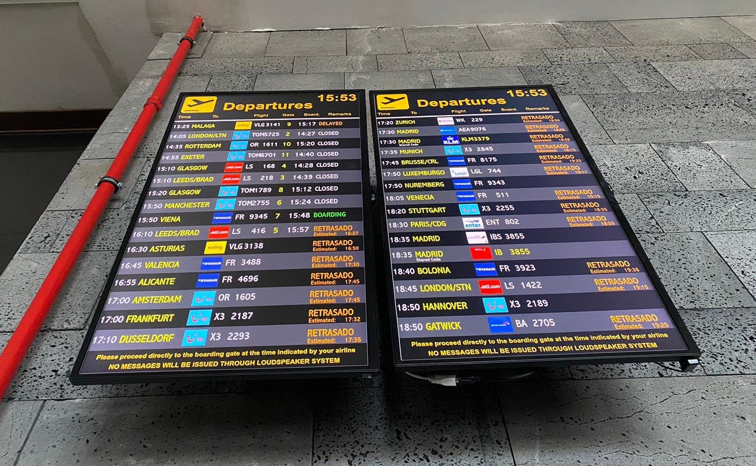 Muestra de retrasos en el Aeropuerto César Manrique con motivo de la huelga el pasado octubre