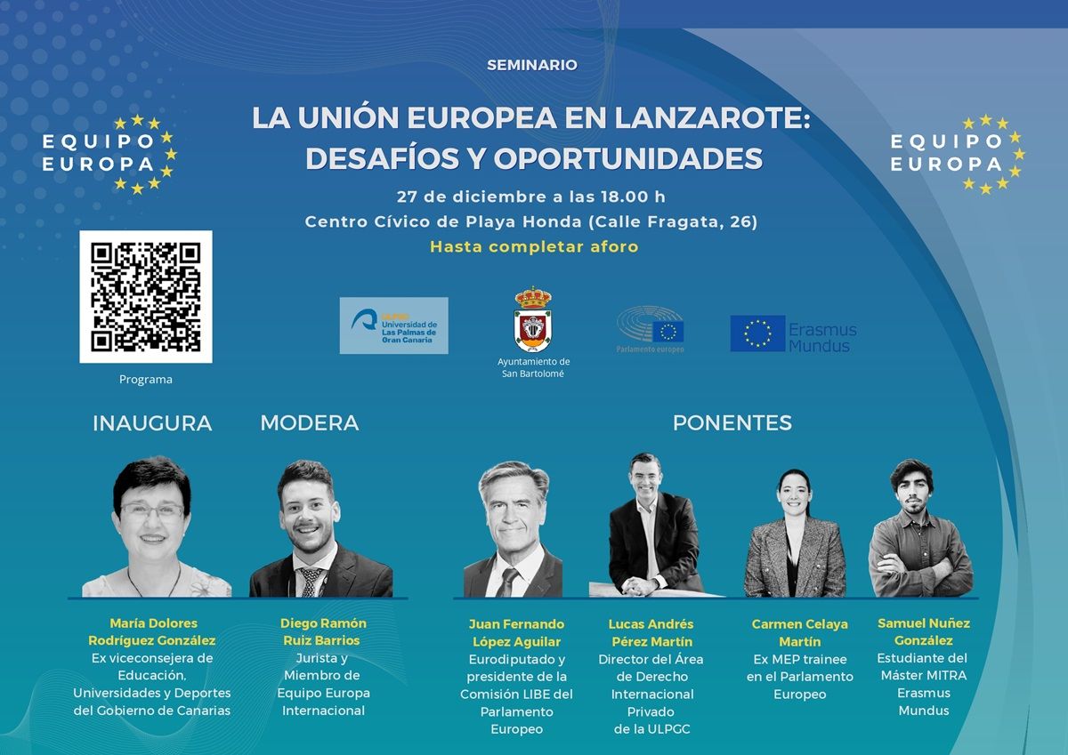 Cartel del seminario 'La Unión Europea en Lanzarote: desafíos y oportunidades'