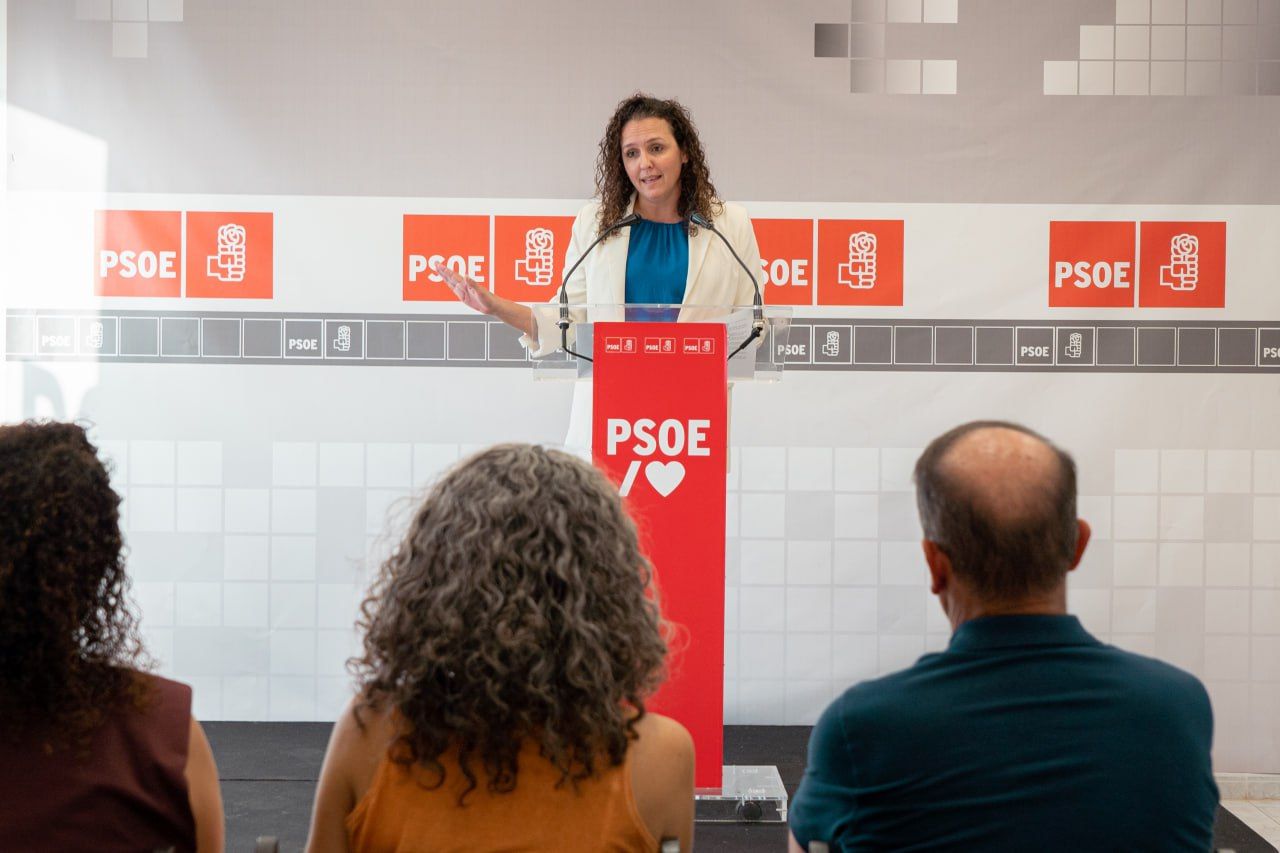 Begoña Hernández (PSOE) durante la rueda de prensa
