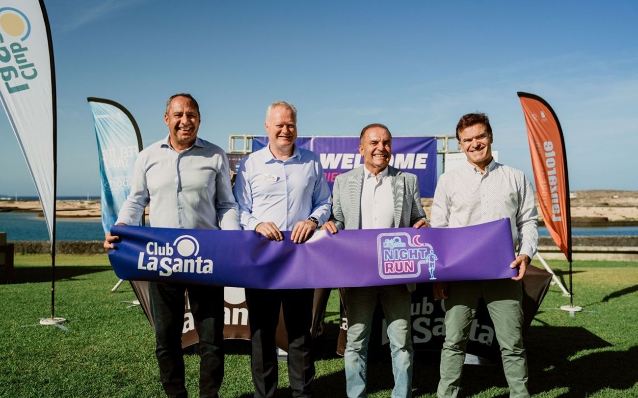 Juan Monzón, Michael Møller, Jesús Casimiro Machín y Héctor Fernández en la presentación del 'Night Run 2023'