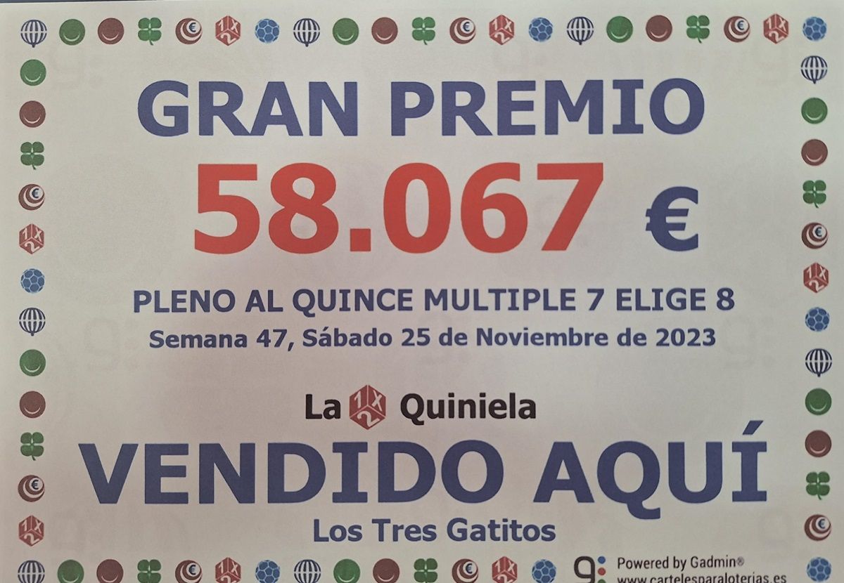 La quiniela con premio repartida en Puerto del Carmen