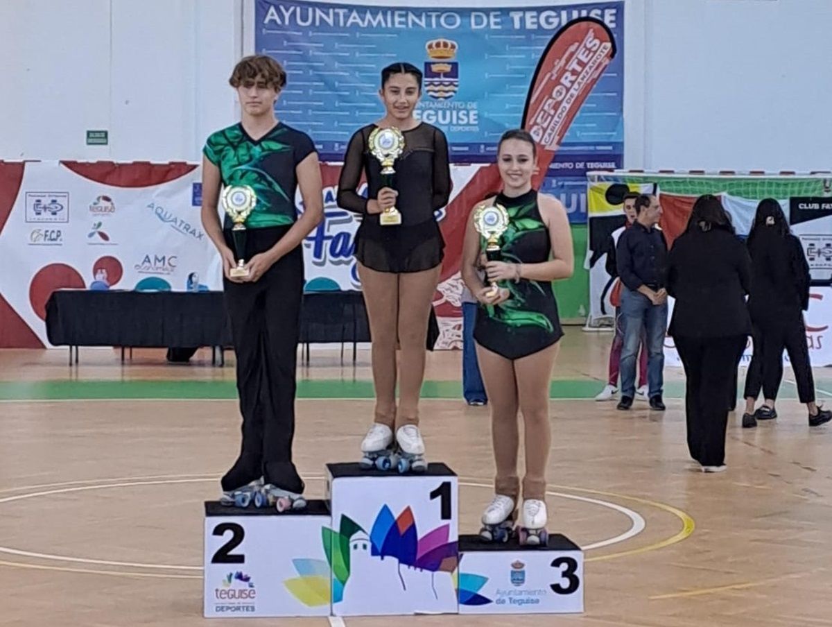 Los ganadores del 'Club de Patinaje Fayna' de la 'I Copa Federación Canaria de Patinaje Artístico'