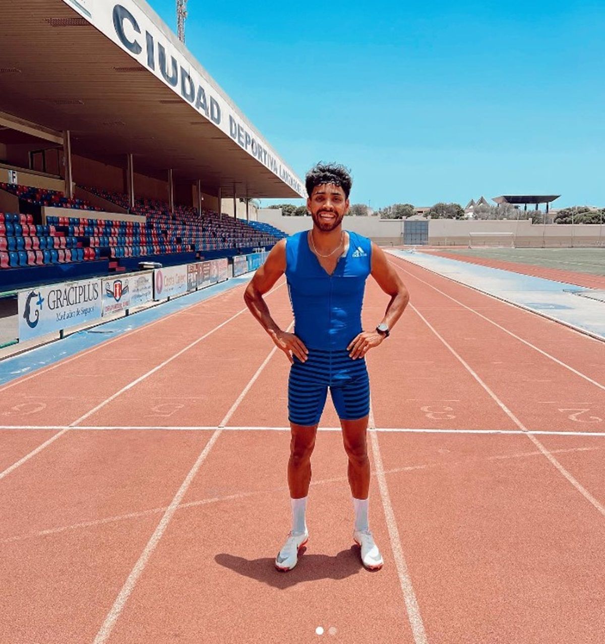 El atleta lanzaroteño durante su preparación física