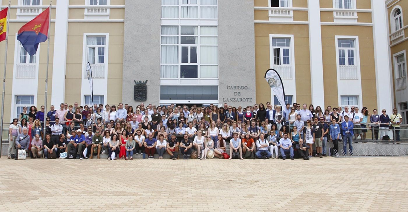 Members of the research community in front of the Cabildo of Lanzarote Members of the research community in front of the Cabildo of Lanzarote