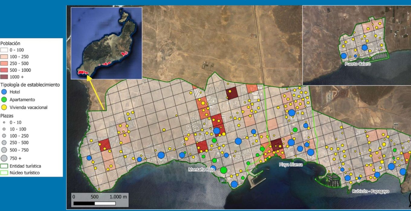 En amarillo la vivienda vacacional en Playa Blanca, Yaiza. Imagen: Informe del Observatorio Turístico