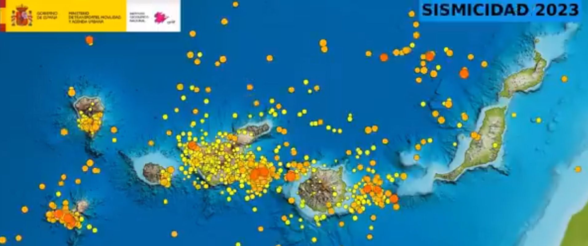 Movimientos sísmicos en Canarias durante el pasado año 2023