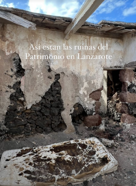 La vivienda en ruinas en Lanzarote, donde se pintó el mural. Foto: Instagram (Vanessa Alice)