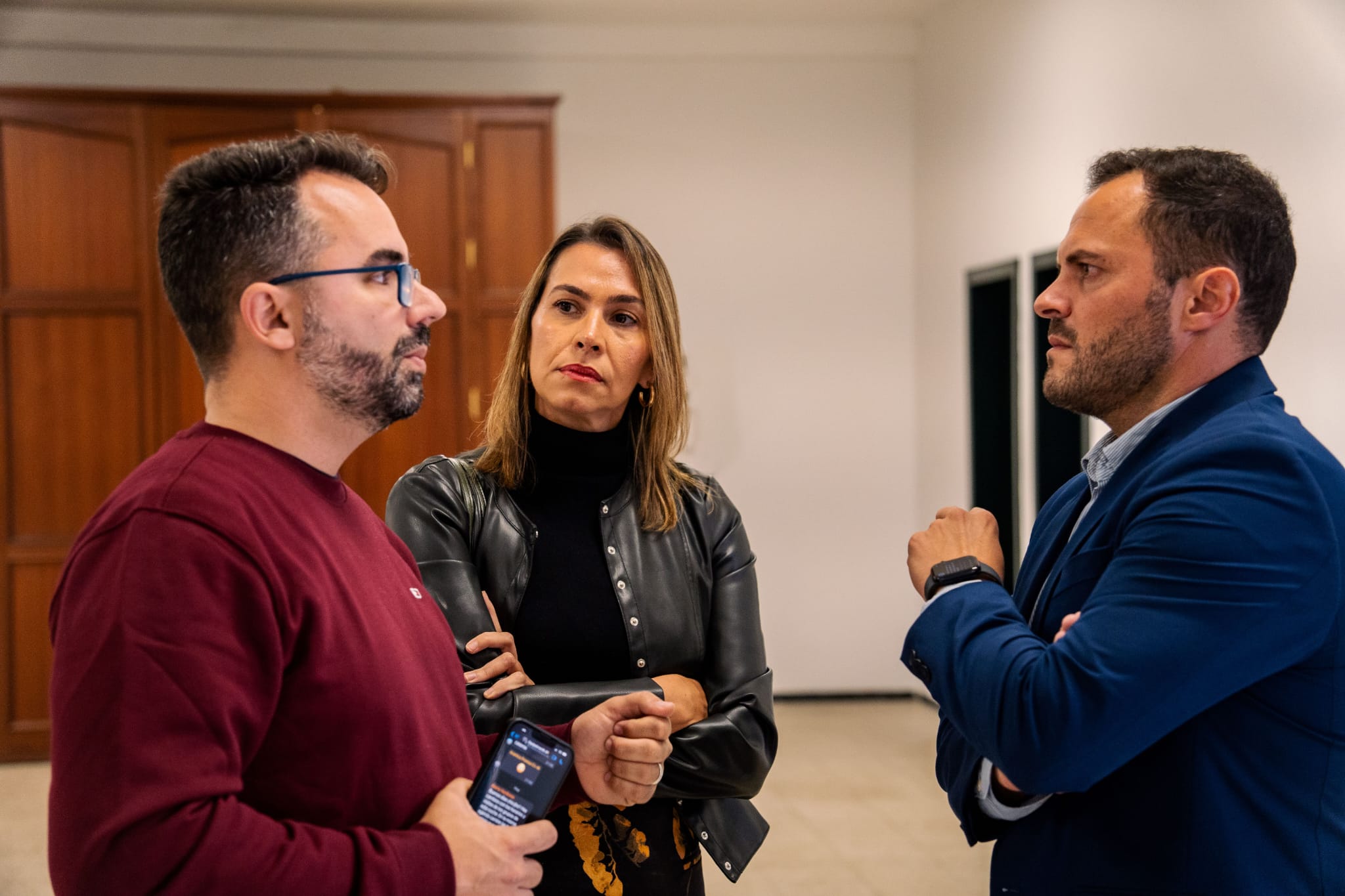 Echedey Eugenio, Maite Corujo y Yonathan de León