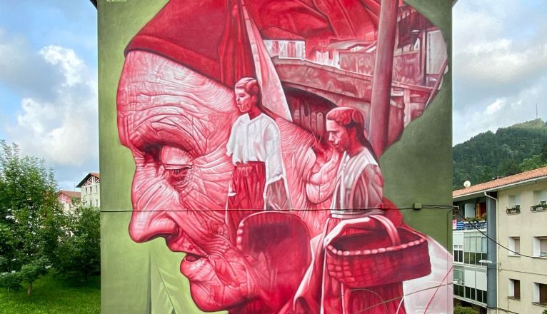 El mural premiado de Sabotaje al Montaje en Vizcaya. Foto: Sabotaje al Montaje. El mural premiado de Sabotaje al Montaje en Vizcaya. Foto: Sabotaje al Montaje.