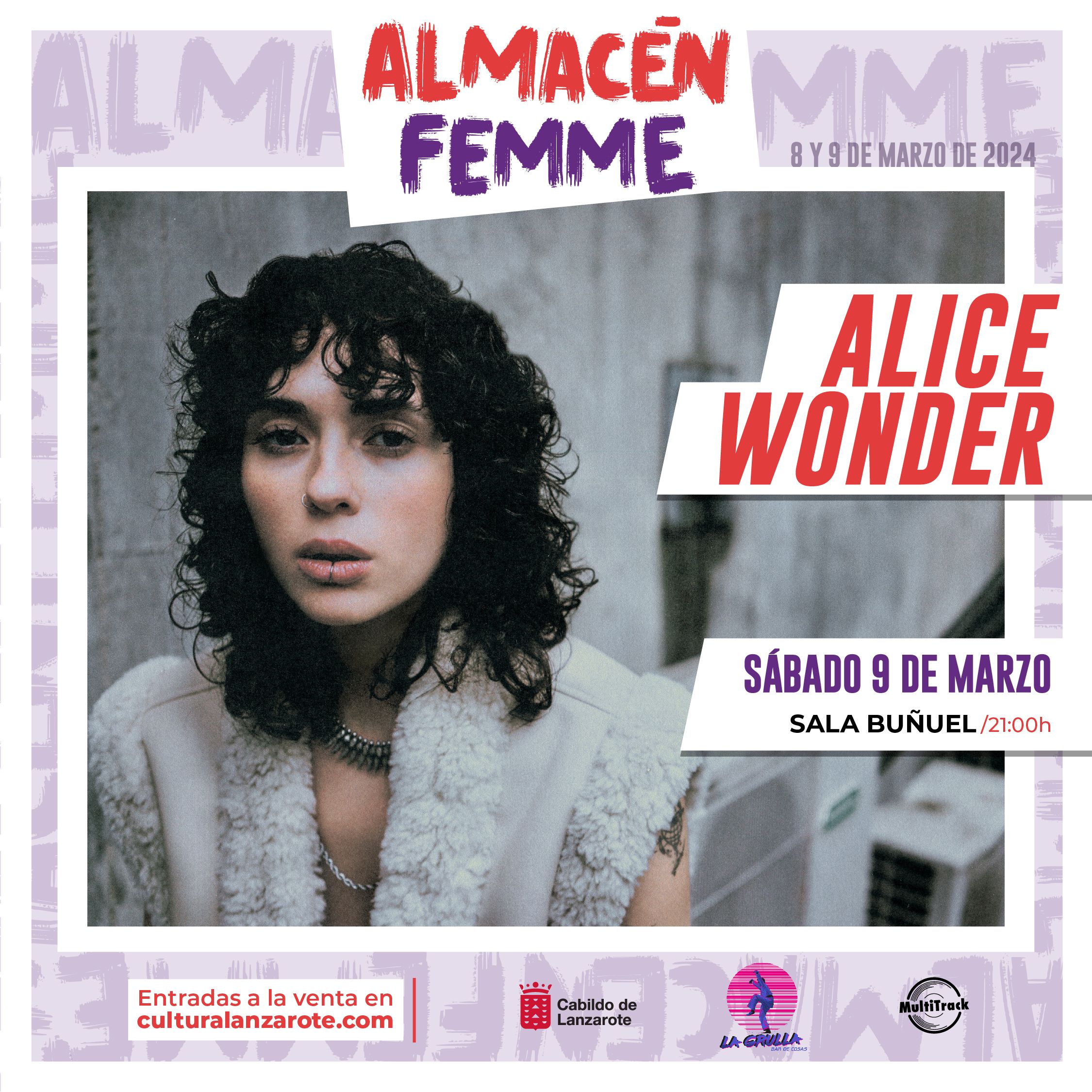 Cartel de la artista Alice Wonder en El Almacén