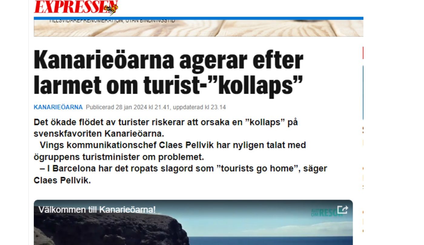 Titular en el diario Expressen de Suecia