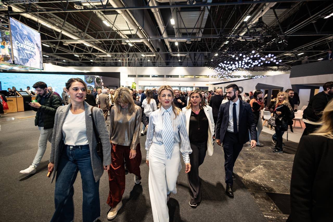 Yolanda Díaz, durante su visita a la última edición de Fitur