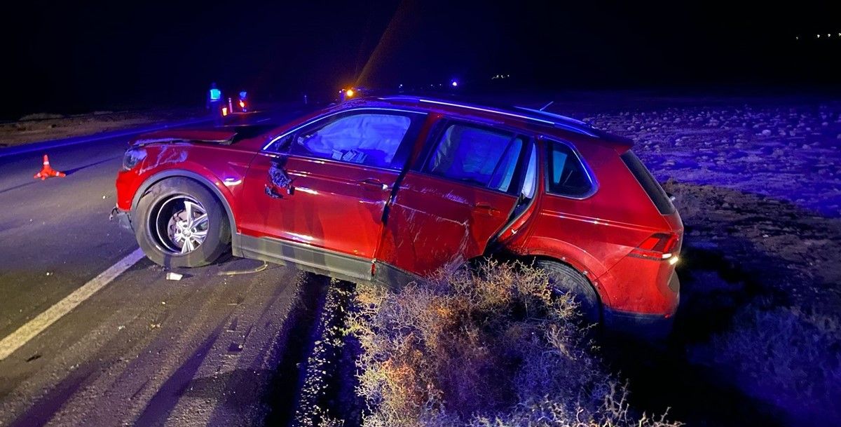 El coche tras el accidente en Playa Blanca