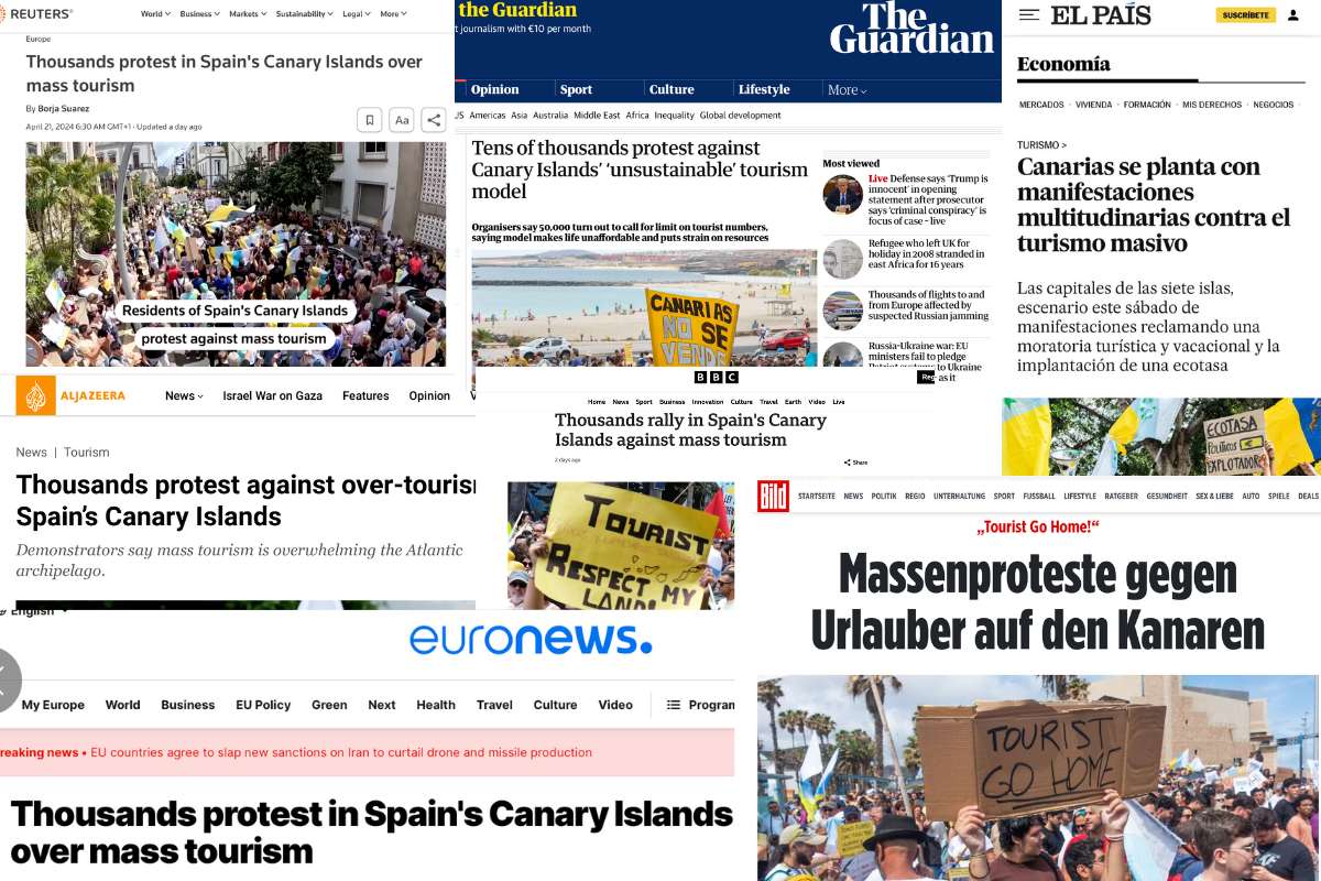 Las manifestaciones canarias en contra del turismo masivo recorren la prensa internacional