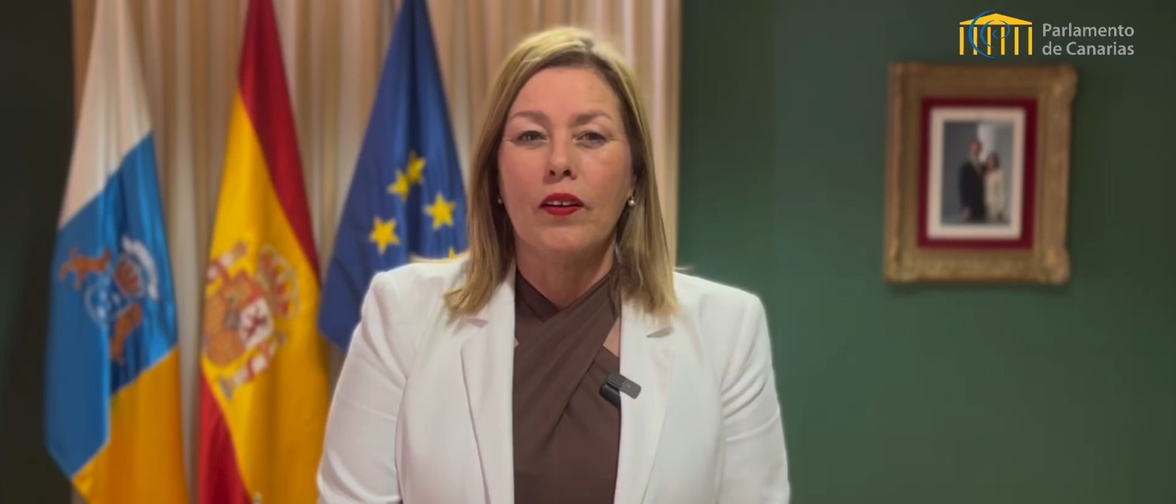 Astrid Pérez durante el discurso sobre el Rey VI en el Parlamento