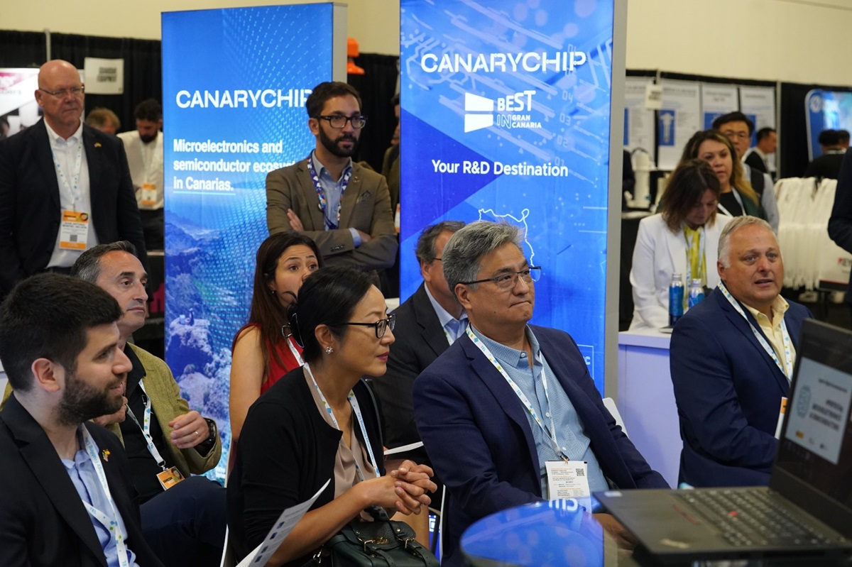 Espacio de Canarias durante la feria de semiconductores Semicon West en los Ángeles. I+D+i. Emprendimiento.