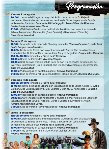 Programa de las fiestas de San Ginés Programa de las fiestas de San Ginés