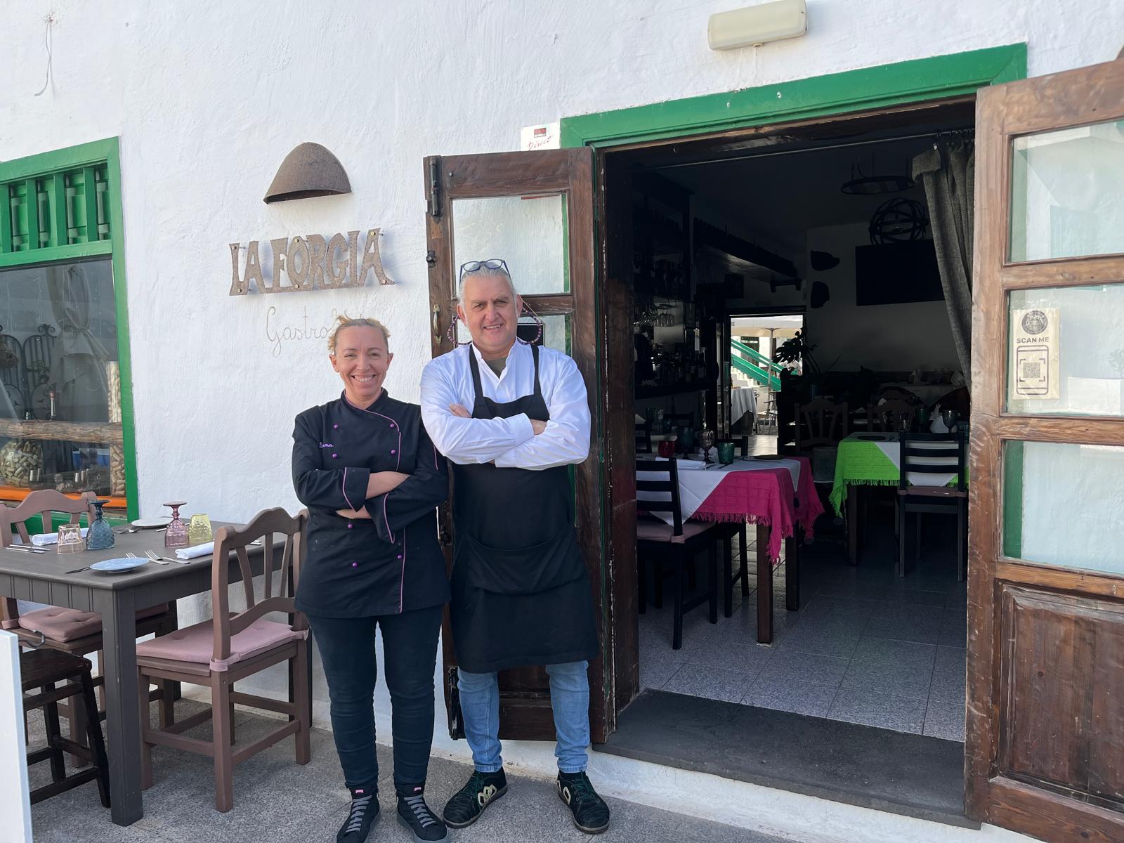 Susanna Crepaldi and Davide Molinari at their Costa Teguise restaurant