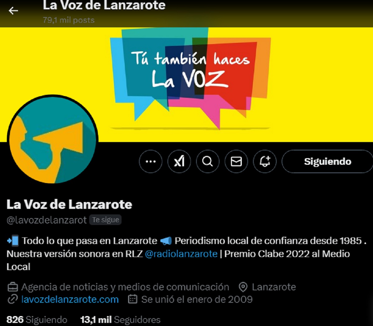 Perfil de X de La Voz de Lanzarote