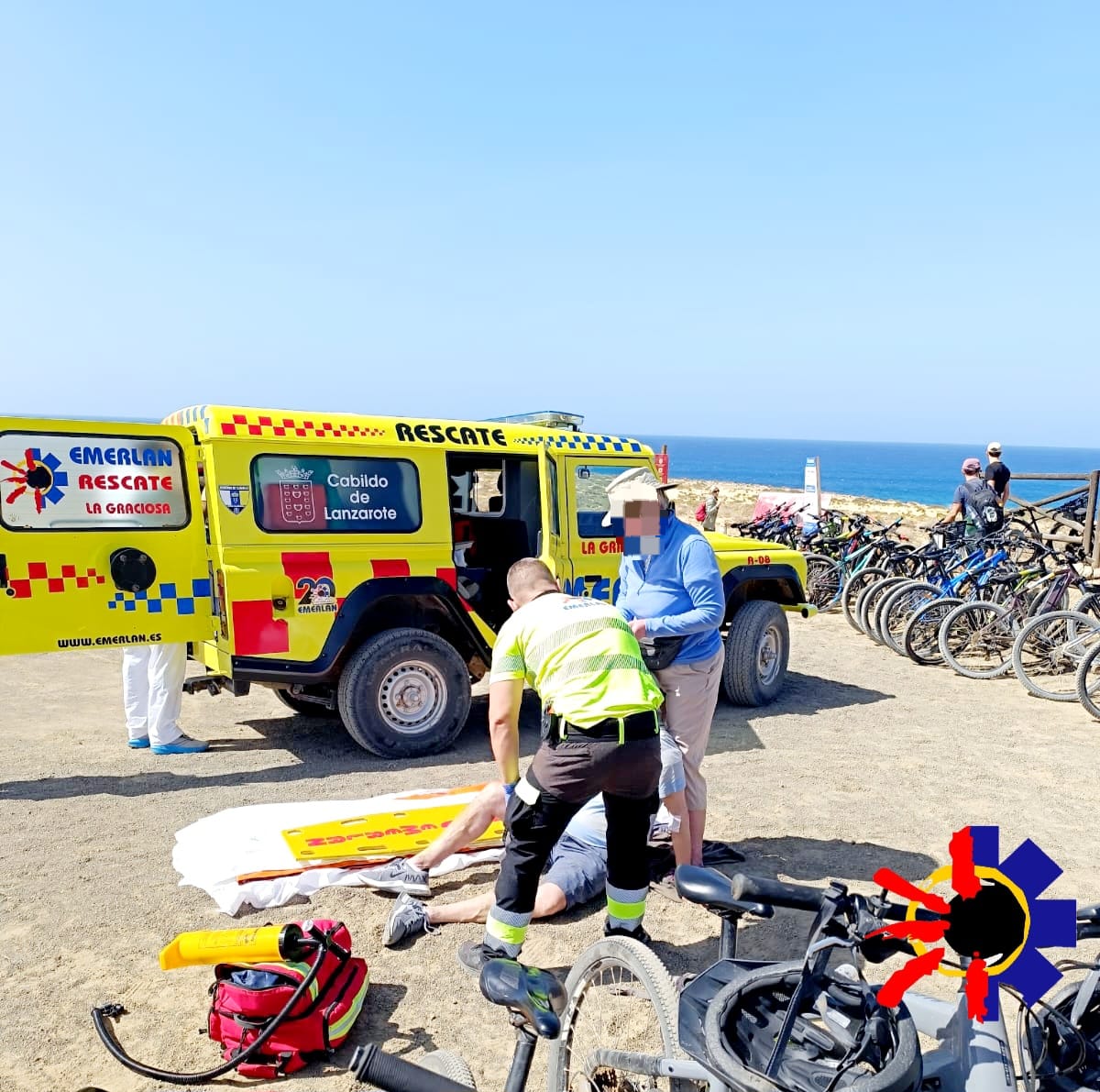 Rescatado en helicóptero un ciclista accidentado en La Graciosa