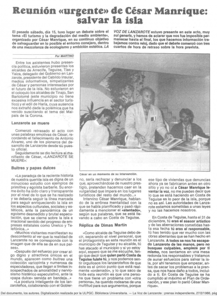 Reunión "urgente" de César Manrique: salvar la isla