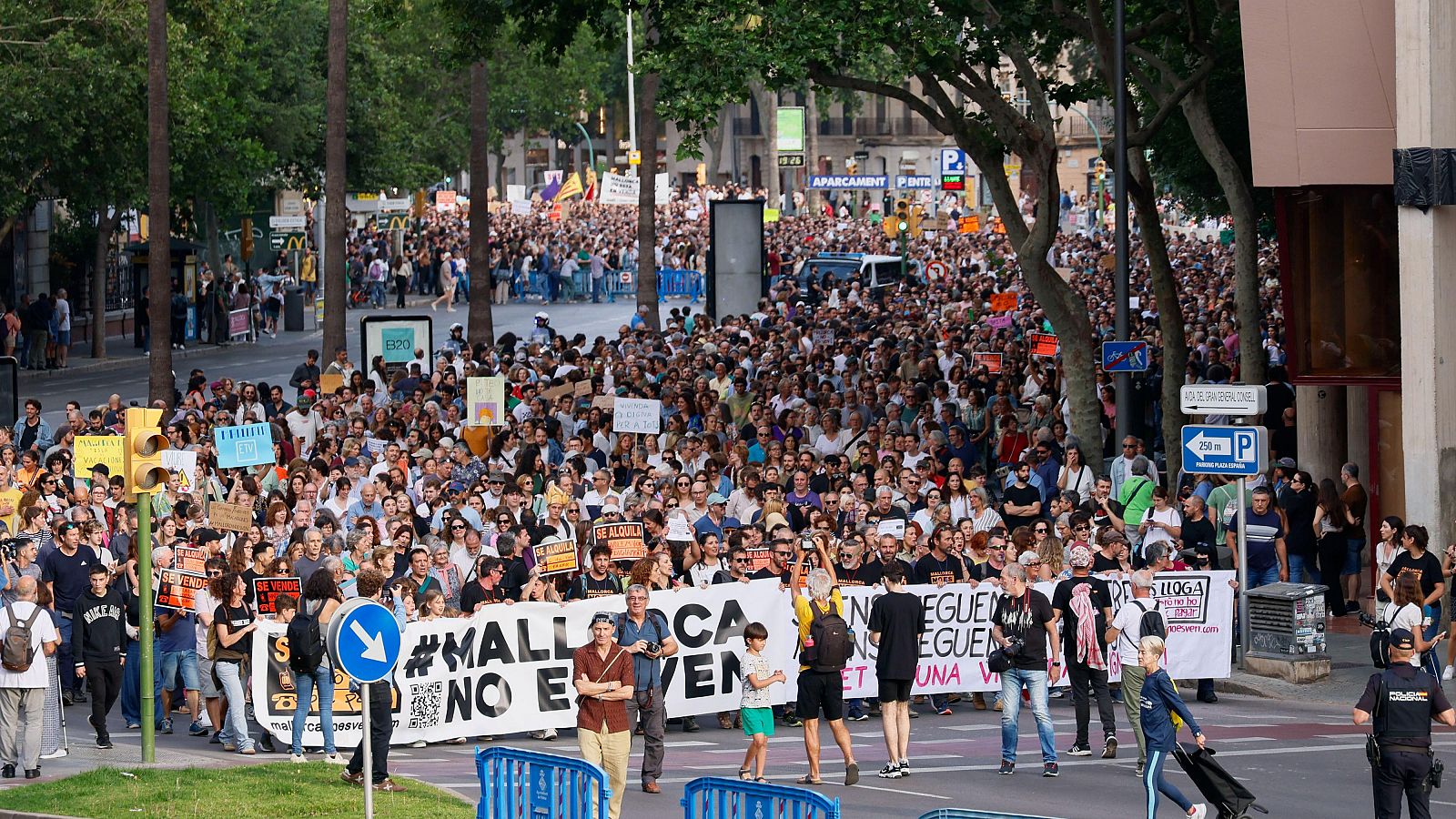 Manifestación contra el turismo de masas en Palma de Mallorca hace un año. Foto: RTVE. Inspección Turística.