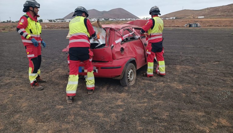 El vehículo accidentado en Guatiza. 