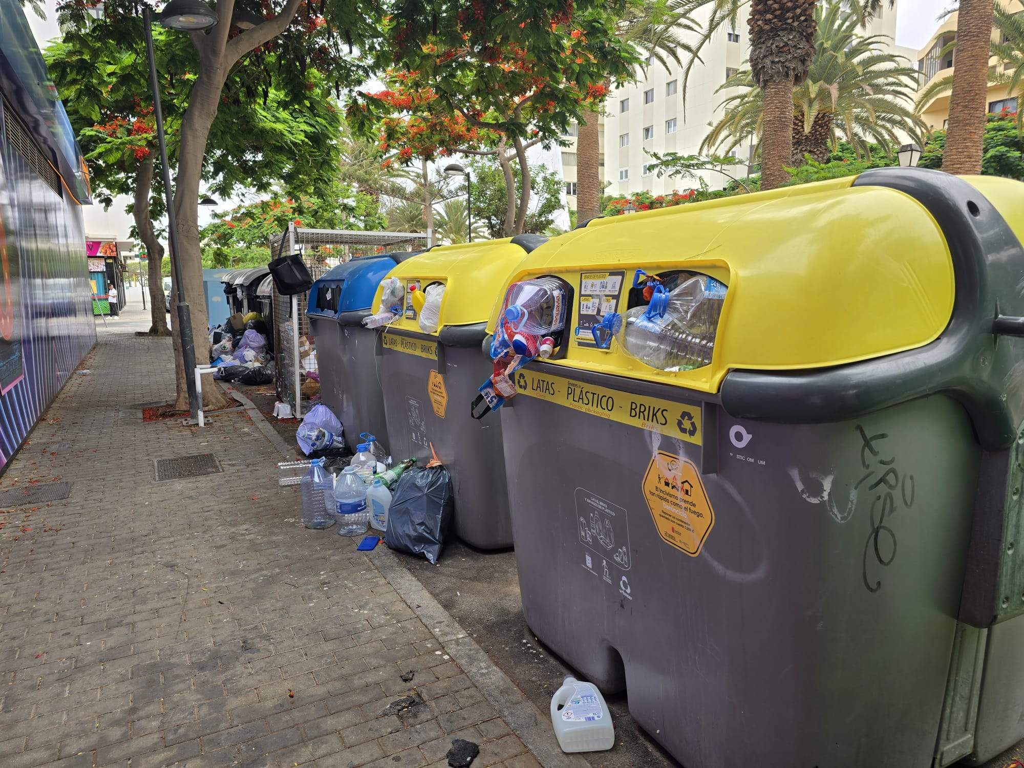 Basura junto a los contenedores en Arrecife